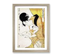 Mother With Sleepy Child By Kitagawa Utamaro Asian Japanese Framed Print | A2 Oak Framed Wall Art | Ready to Hang | Asian Nature Picture | Living Room Bedroom Lounge Office