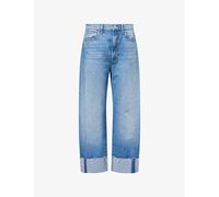 Mother Womens Mother The Halfpipe Ankle Cuff Barrel-Leg Denim Jeans Last Bite 28