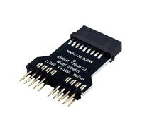 Motherboard 9 Pin Expansion Header, 19 Pin USB 3.0 Motherboard to Double 9 USB 2.0 Splitter Adapter, Plug and Play Port Multilier for Fan Speed Measurement