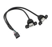 Motherboard 9pin To Double 2.0 Baffle Line With Screw Hole Du-Pont 9Pin To 2.0 Adapter Cable(30cm length)