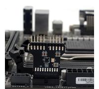 Motherboard Expansion Header, Motherboard to Double 9 Pin USB 2.0 Splitter Adapter, Plug And Play Port Multilier For Water Cooling System RGB Lighting Effect