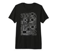Motherboard Microchip Circuit IT Dark Computer Background Premium T-Shirt