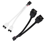 Motherboard USB 2.0 9pin Header 1 to 2 Extension Hub Splitter Adapter, 2 PCS USB 2.0 9 Pin Splitter, USB Cable Splitter 1 to 2, Computer Motherboard USB Extension (Black and White)