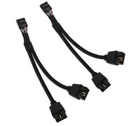 Motherboard USB 2.0 9pin Header 1 to 2 Extension Hub Splitter Adapter, 2 PCS USB 2.0 9 Pin Splitter, USB Cable Splitter 1 to 2, Computer Motherboard USB Extension (Black)
