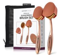 Mothercould Premium Sunscreen Brush Set - Kids & Baby Sunblock Applicator with Metal Handles, Travel Bag, 2 Brushes, & Cleaning Mat - Rose Gold - Mess-Free Sun Care (2 Pack)
