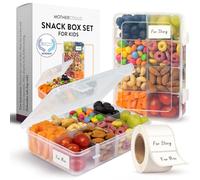 MotherCould Snack Box Set of 2 - Reusable Snack Solution with 100 Dissolvable Labels, 8 Adjustable Compartments, Easy to Clean, Dishwasher Safe, BPA-Free, Food Grade, Durable Design (2 Pack) (Clear)