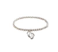 Motherhood Bracelet Gift, Innovative Design Baby Footprint Charm, First-Time Mom's Day Token, Sterling Silver Bead Bracelet