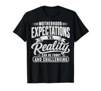 Motherhood Expectations Vs Reality Funny Mom Value Graphic T-Shirt, Men, Black, L