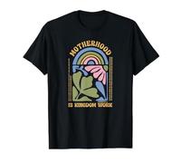 Motherhood is Kingdom Work Floral Retro Mothers Day Mama Value Graphic T-Shirt, Men, Black, L