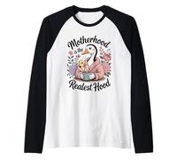 Motherhood is the Realest Hood Mom Ducks Coffee Humor Raglan Baseball Tee