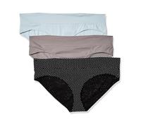 Motherhood Maternity Women's 3 Pack Fold Over Brief Panties Underwear, Flat Grey, Plein Air, B/W Dot, L