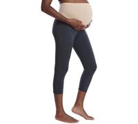 Motherhood Maternity Women's Essential Stretch Secret Fit Over The Belly Pregnancy Crop Capri Legging, Charcoal, XL