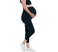 Motherhood Maternity Women's Essential Stretch Secret Fit Over The Belly Pregnancy Crop Capri Legging, Black, M