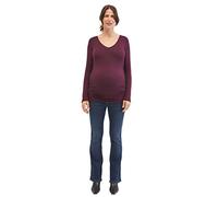 Motherhood Maternity Women's Long Sleeve Side Ruche V-Neck Tee Shirt T, Burgundy, Small
