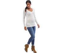 Motherhood Maternity Women's Long Sleeve Side Ruche V-Neck Tee Shirt T, Space Dye Gray, Large
