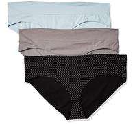 Motherhood Maternity Women's Plus-Size 3 Pack Fold Over Brief Panties Underwear, Flat Grey, Plein Air, B/W Dot, 3X