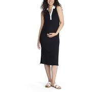 Motherhood Maternity Women's Sleeveless Polo Midi Pregnancy Bodycon Dress Casual, Black, M