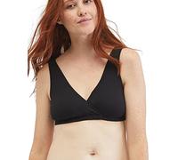 Motherhood Maternity Women's Soft Cotton Spandex Wrap Front Maternity & Nursing Sleep Bralette Bra S-3x, Opaque, Black, L
