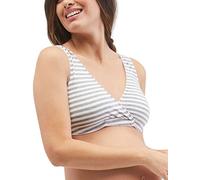 Motherhood Maternity Women's Soft Cotton Spandex Wrap Front Maternity & Nursing Sleep Bralette Bra S-3x, Opaque, Grey/Cloud Stripe, M