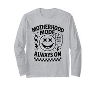Motherhood Mode Always On Funny Groovy Mom Life Design Long Sleeve T-Shirt