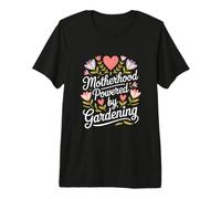 Motherhood Powered by Gardening Flowers Hearts Premium T-Shirt