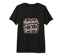 Motherhood Powered by Gardening Flowers Hearts Premium T-Shirt