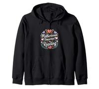 Motherhood Powered By Reading Book Mom Life Zip Hoodie
