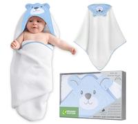 Mother's Choice Baby Poncho with Hood Ultra Soft & Absorbent Bath Wearable for Newborns, Infants, 3D Blue Bear Design