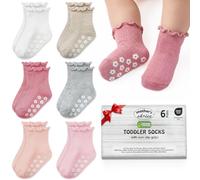 Mother's Choice Baby Socks Organic Cotton Blend 6 Pairs Non-Slip Socks for Infants Toddlers Soft Breathable Non-Slip Socks with Cute Ruffle Design