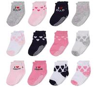 Mother's Choice Organic Cotton Baby Socks 6-12 Months, 12 Pairs Unisex anti slip - Soft & Hypoallergenic Baby Girl Socks (US, Age, 6 Months, 12 Months, Pink)
