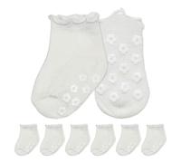Mother's Choice Organic Cotton Blend Baby Socks 6 Pairs - Non-Slip Grip Socks for Infants & Toddlers, Soft Breathable Anti-Skid Socks with Cute Ruffle Design (UK, Age, 6 Months, 12 Months, White)