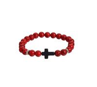Mothers Day 3 Pcs Inspirational for Women, Men Beads Bracelets, Bracelets Catholic Natural Stone Confirmation Jewelry (Red, 19cm)