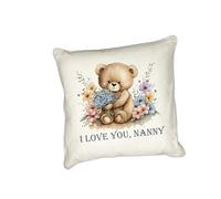 Mother's Day adorable teddy bear printed Nanny cushion with a simple "I love you" sentiment. Matching mugs available