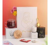 Mothers Day Birthday Gifts teagift Pamper Hamper for Mum by The Vedas | 22 items | 16 teabags | 1 Luxury tea tin Caddy | 56 Cups of tea | 1 Glass Mug With lid, Infuser | Scented Candle | Golden Spoon