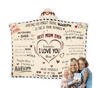 Mother's Day Blanket,Warm Mom Birthday Blanket - Soft Envelope Design Hooded Flannel Comforter Machine Washable for Women Lazy Air Conditioner Home Decor Spa Day