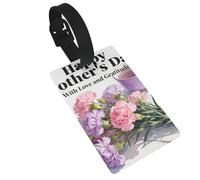 Mothers Day Bouquet Luggage Tags for Suitcases - Durable PVC ID Tags with Detachable Straps for Travel, Backpack, Golf Bag, Anti-Loss