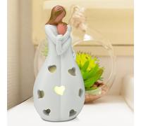 Mother's Day Candle Holder, Mother's Day LED Candle Stand, Mother Daughter, Mother And Daughter Hugging Statue Ornament, Tealight Holder decoration with Flickering LED Candle