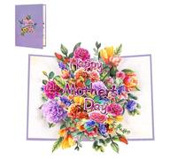 Mothers Day Card,3d Mother's Day Cards, Creative 3D Carnation Bouquet Pop Up Design, Mothers Day Cards for Mum, Realistic Carnation Bouquet, Folded Card with Message Card and Envelope for Mothers Day