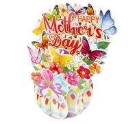 Mothers Day Card 3D Pop Up Butterfly Flower Happy Mothers Day Card Funny Mothering Sunday Card with Envelope Mothers Day Gift from Daughter Son for Mum