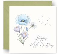 Mothers Day Card and Keepsake Gift - Floral Design - Mother's Day Cards For Best Mum Mummy Ma Mammy Mother s - From Son Daughter Both of Us Child - with Sage Envelope - Size: 14cm