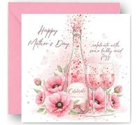 Mothers Day Card and Keepsake Gift - Floral Design - Mother's Day Cards For Best Mum Mummy Ma Mammy Mother s - From Son Daughter Both of Us Child - with Pink Envelope - Size: 14cm
