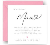 Mothers Day Card and Keepsake Gift - with Verse - Mother's Day Cards For Best Mum Mummy Ma Mammy Mother s - From Son Daughter Both of Us Child - with Pink Envelope - size: 14cm