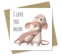 Mothers Day Card. Card for Mum. Mice Design with Matching Envelope. 150x150mm. Ecofriendly. Printed and Packed in UK, by Absolutely Yours.