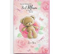 Mothers Day Card For Mum 23 x 15 Cm (9 x 6 inches) You're Simply The Best Mum In The World Love You Happy Mother's Day Cute