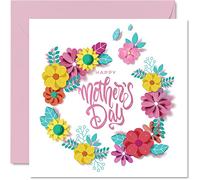 Mother's Day Card for Mum Contemporary Floral Happy Mothers Day