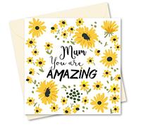 Mothers Day Card for Mum. "You are Amazing" Design with Matching Envelope. 150x150mm. Ecofriendly. Printed and Packed in UK, by Absolutely Yours.