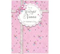 Mother's Day Card for Nanna, Large Greeting Card with Floral Design, Pink, 17 x 24 cm