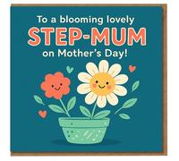 Mother's Day Card for Step-Mum - Cute Flower Pot Design with Hearts - To a Blooming Lovely Step-Mum on Mother's Day