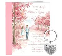 Mother's Day Card for Wife - Pink Forest Walk Greeting Card With Matching Premium Envelope Romantic Keepsake Keyring, Spouse Mother's Day Card Thoughtful Surprise for My Amazing, Loving Wife