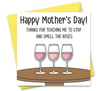 Mothers Day Card Funny Mother's Day Card For Mum Wine Drinking Rose Pun Joke Mothers Day Cards Daughter